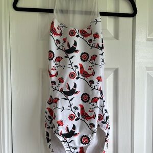 Elevé red and black halter leotard